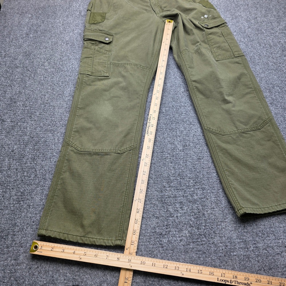 Carhartt Mens 33x32 Relaxed Fit Ripstop Fleece Lined Cargo Pants Olive Green G72 - Picture 3 of 9